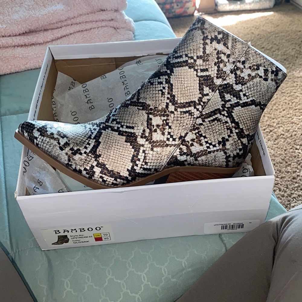 Never worn snake print booties